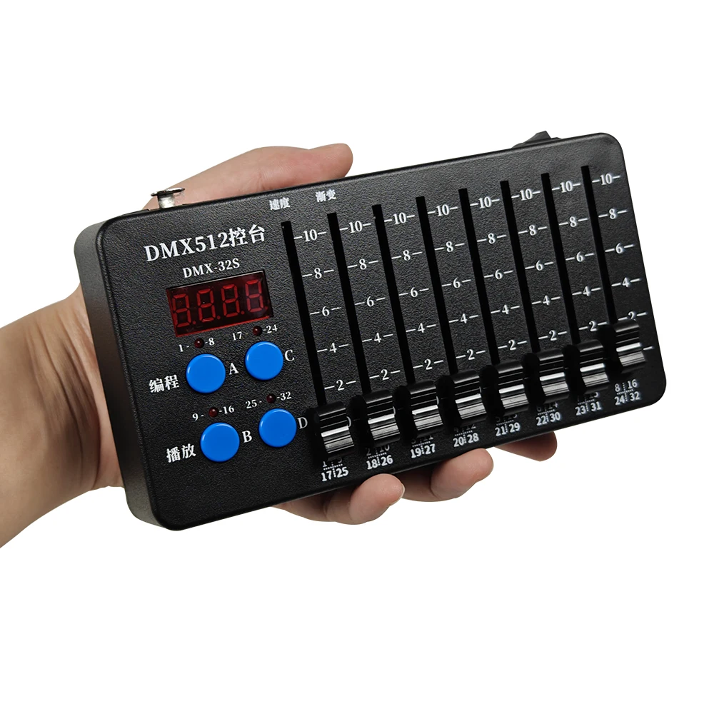 Mini controlador dmx512 recarregável 32ch com função dmx sem fio controlador de luz de palco alimentado por bateria