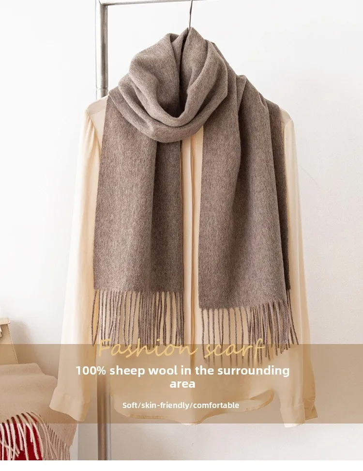 

New100% Wool Plaid Scarf Women Autumn Winter Warm Shawl Hijab Soft Lightly Felted Hair Wrap Fashionable Versatile Head Scarves