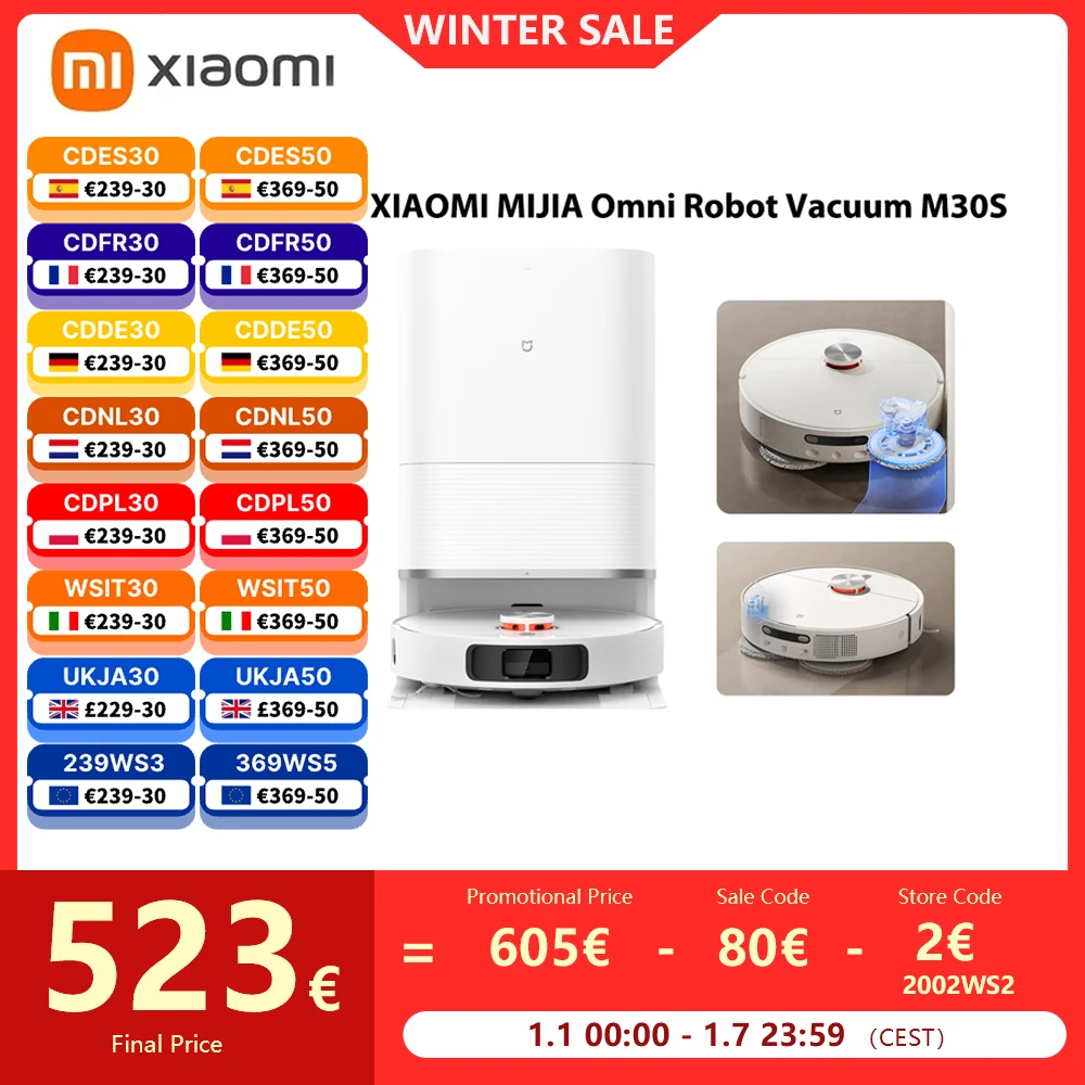 XIAOMI MIJIA M30S Omni Robot Vacuum Cleaner D103CN Infinite Robot Vacuum Cleaning MOP Home Automatic Cleaning Dust Collecting