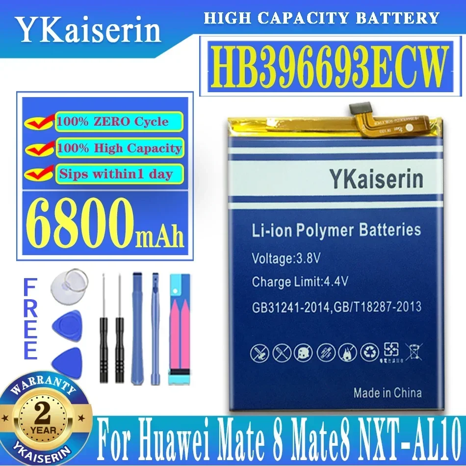 YKaiserin 6800mAh HB396693ECW Battery for Huawei Mate 8 NXT-AL10 NXT-TL00 NXT-CL00 NXT-DL00 Mate8 NXT-L09 NXT-L29 Batteria