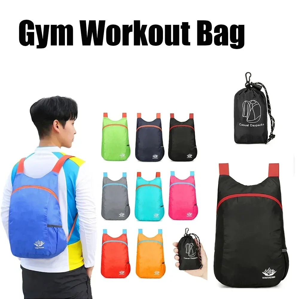 Foldable Gym Workout Bag Widen Shoulder Nylon Fabric Slip Pocket Design With Travel Luggage Backpack For Travel Camping Outdoor