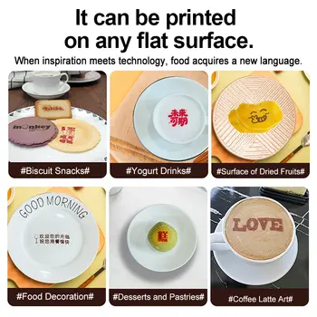 Mini přenosná tiskárna potravin, jedlá barevná umělecká inkoustová tiskárna, DIY, jedlý dort, makronky, restaurace, káva, vzor, barevný inkoust, podpora bezdrátového připojení 8 nejlepší prodej tiskárny na dorty - №5