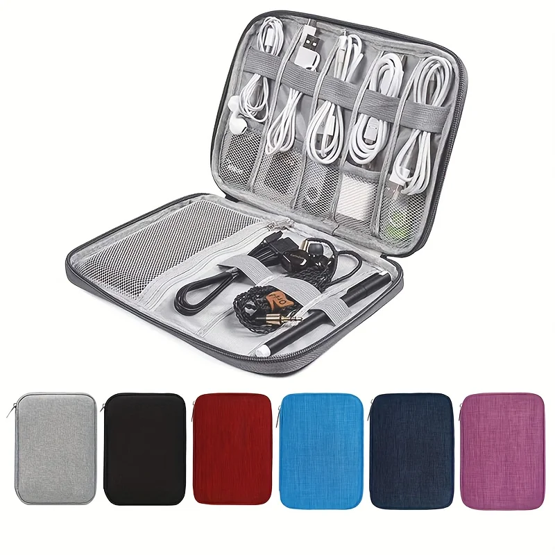Multifunctional Waterproof Nylon Watch Strap Storage Bag, Fashionable Simple Solid Color Data Cable Storage