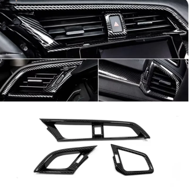 

LHD Car Air Conditioner Vent Refitting ABS Central Control Air Outlet Trim Sticker For Honda Civic 10th 2016 -2019 Accessories