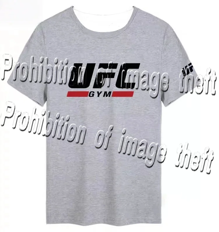 

UFC Grey Toned Casual Sports Top for Men and Women, Simple Style, 3D Printed Quick Drying Sweat Absorbing Plus Size Sports Top