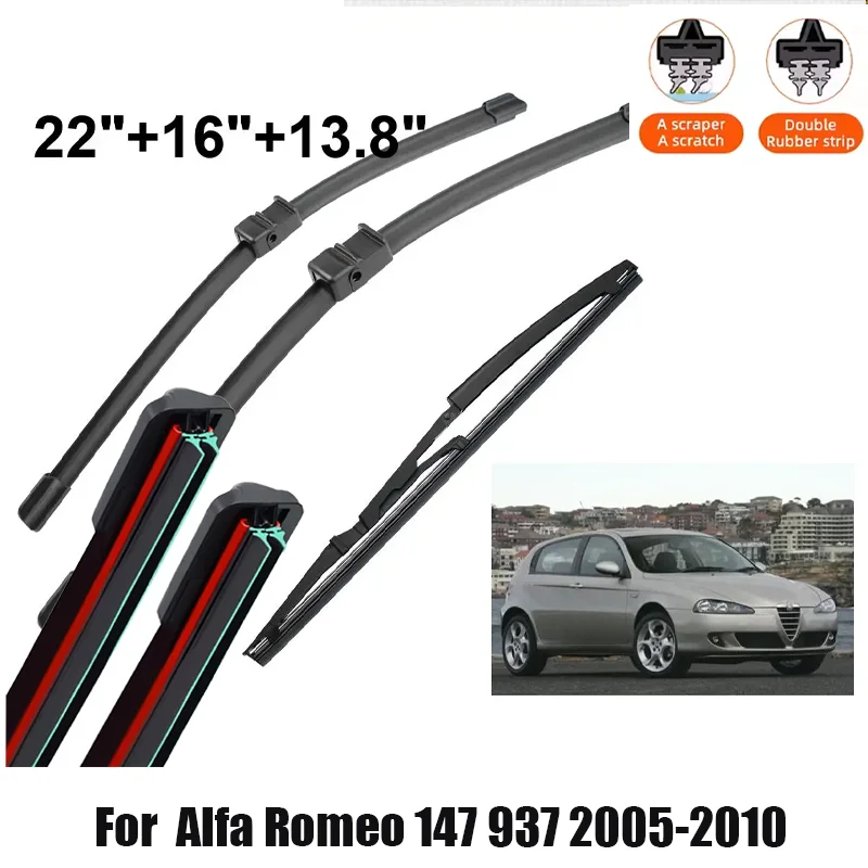 

Car Wiper For Alfa Romeo 147 937 2005-2010 Front Rear Wiper Blades Brushes Cutter Auto Accessories Hight Mute 2007 2008 2009