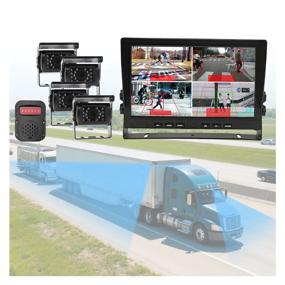 AI BSD Blind Spot Video Security System For RV Truck And Car 360 Degree Camera Rear View Mirror Monitor TV Black Box