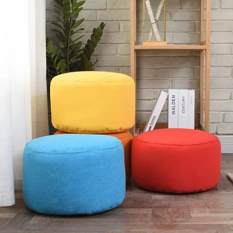 Fashion living room furniture removable comfortable refilled bean bag round foot ottoman stool