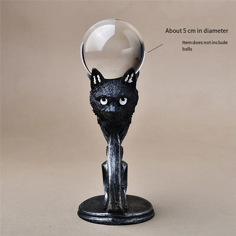 Black Statue And Figurines Gift Home Decor -Display Ball Stand Crystal Glass Sphere Pedestal Base Holder