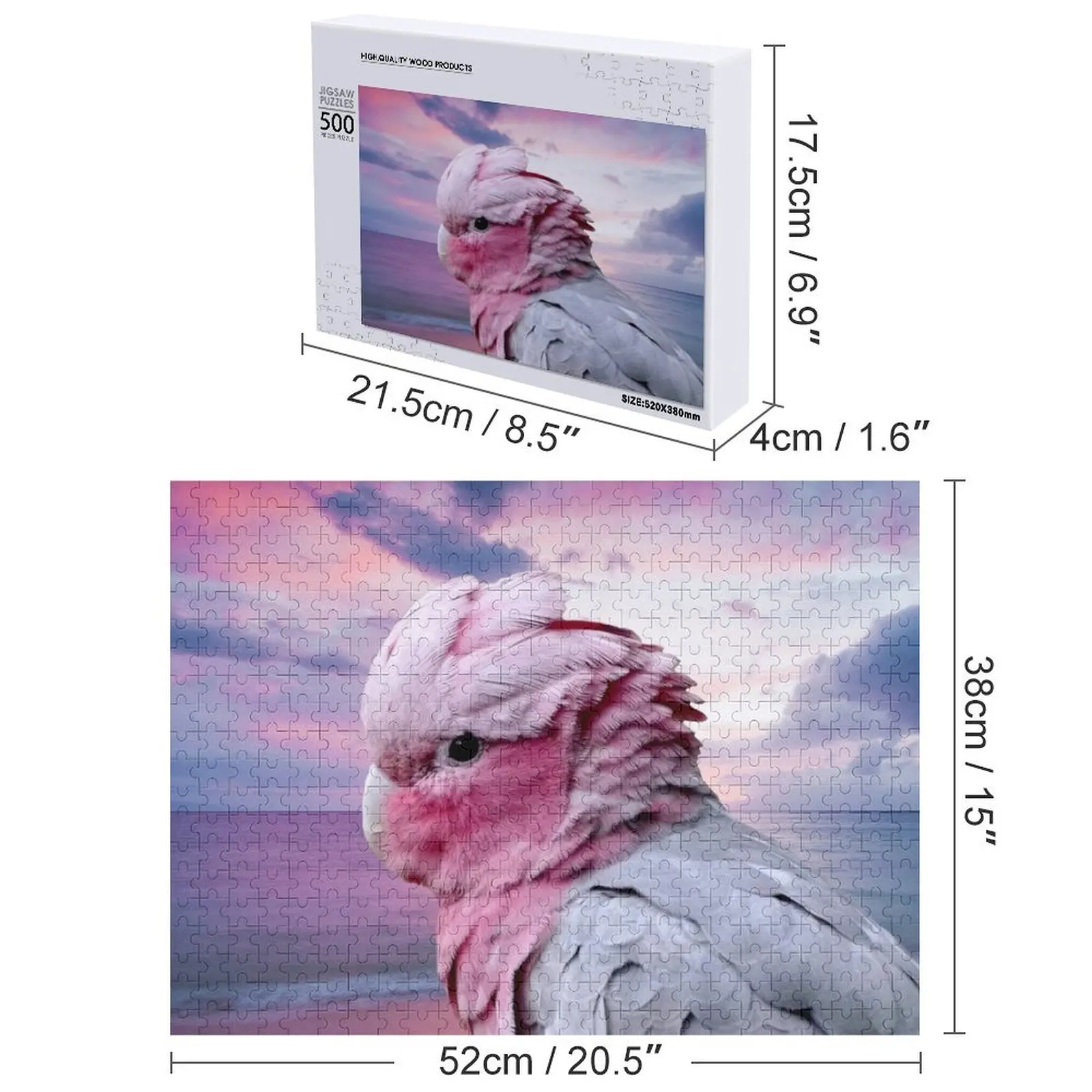 Parrot Galah Cacatoo Quebra-cabeça Personalizável Criança Presente Escala Motores Personalizado Foto Presente Quebra-cabeça