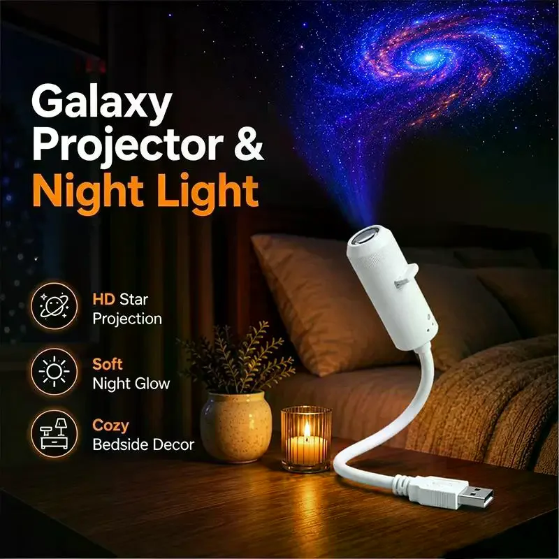 /PFU/Galaxy Projector Night Light 360° Rotate LED Starry Sky Ambient Lamp For Party Home Decoration USB