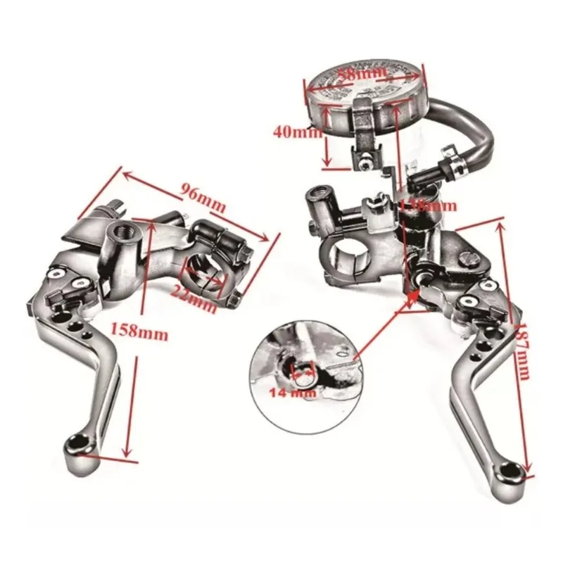 Universal CNC Motorcycle Adjustable Clutch Brake Master Cylinder Reservoir Levers Kit for Yamaha Kawasaki 7/8\