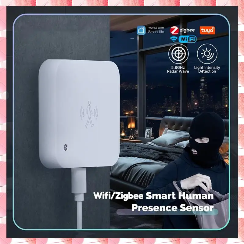 JAJA Wifi Smart Human Presence Sensor Motion Motionless Detection Light Luminance Sensor Wired, App-Benachrichtigung