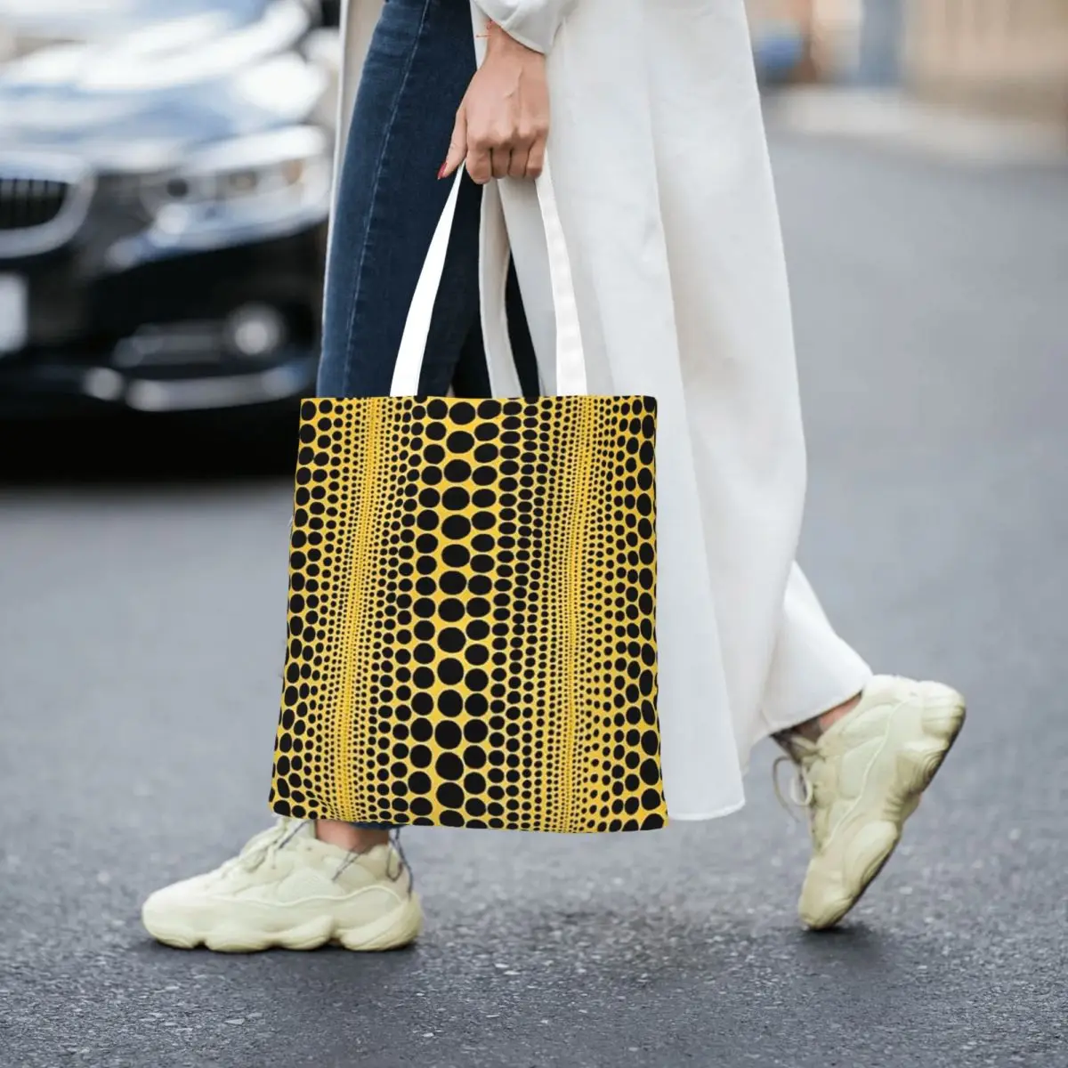 Yayoi Kusama Pumpkin Abstract Art Shopping Bags Foldable Canvas The Tote Bag Girls Shoulder Tote Travel Handbag