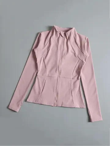 New yoga wear ladies coat round high elastic loose exercise yoga fitness long sleeve stand-up collar  yoga tops