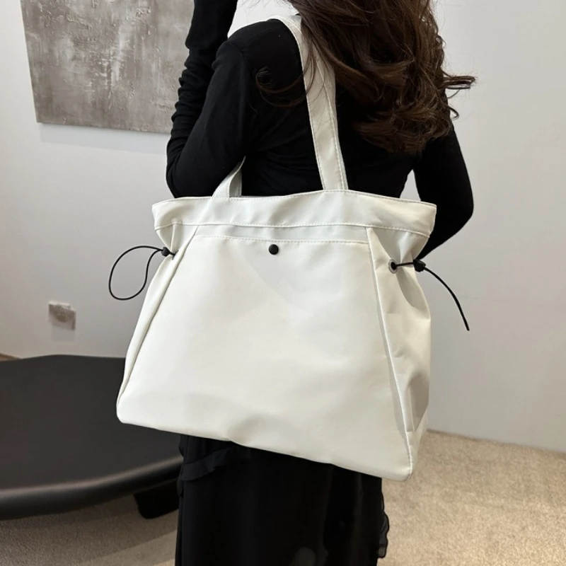 Canvas-Nylon-Tragetasche mit Kordelzug, große Kapazität, Handtasche, Alltagstasche, lässige Handtaschen, Umhängetaschen für Frauen, Arbeit, Pendeln – Detail 2