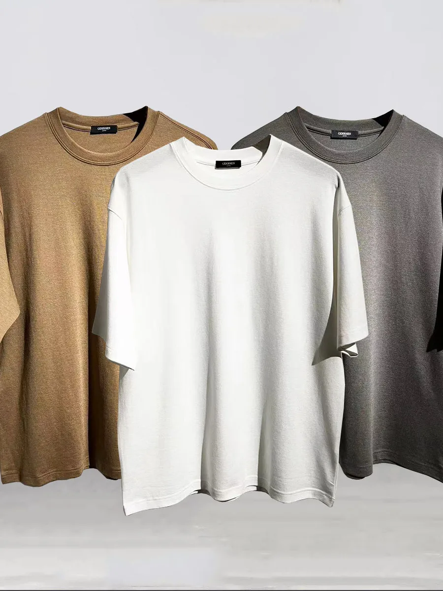 

Удобная универсальная базовая мужская летняя модная футболка из смеси триацетата и лиоцелла, свободного кроя, с коротким рукавом, дышащая, для активного отдыха