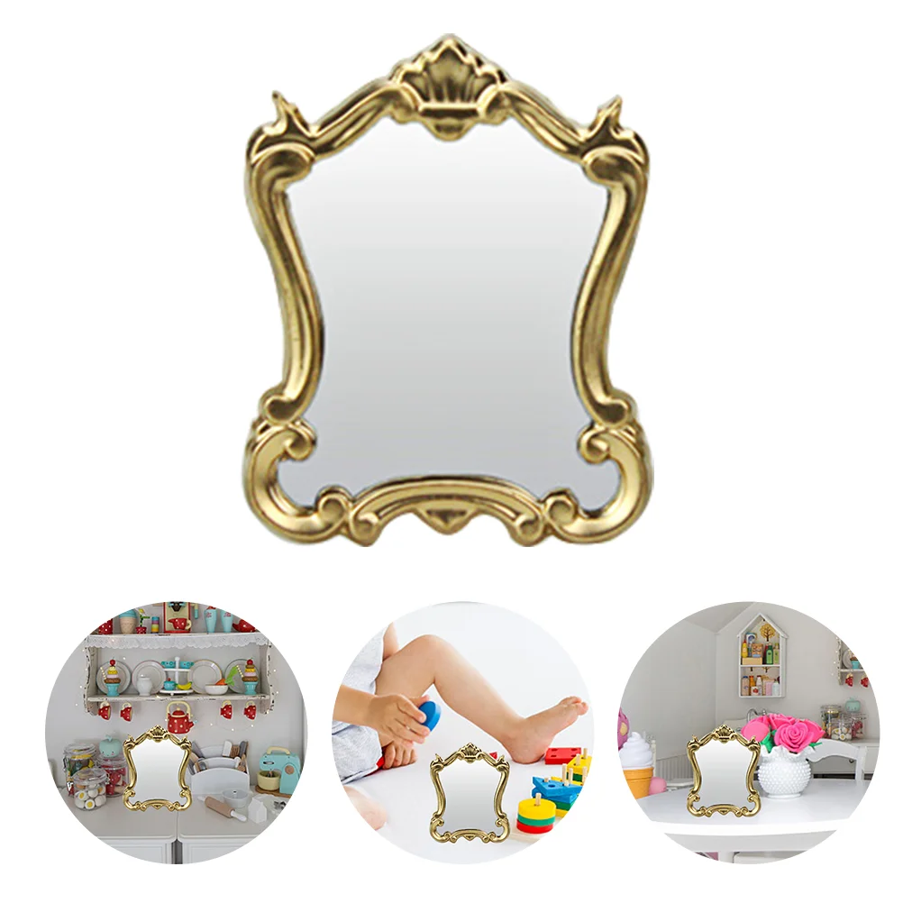 

Miniature Vintage Mirror Bathroom Decorations Adornment Micro Model Dressing Resin Scene House European Furniture