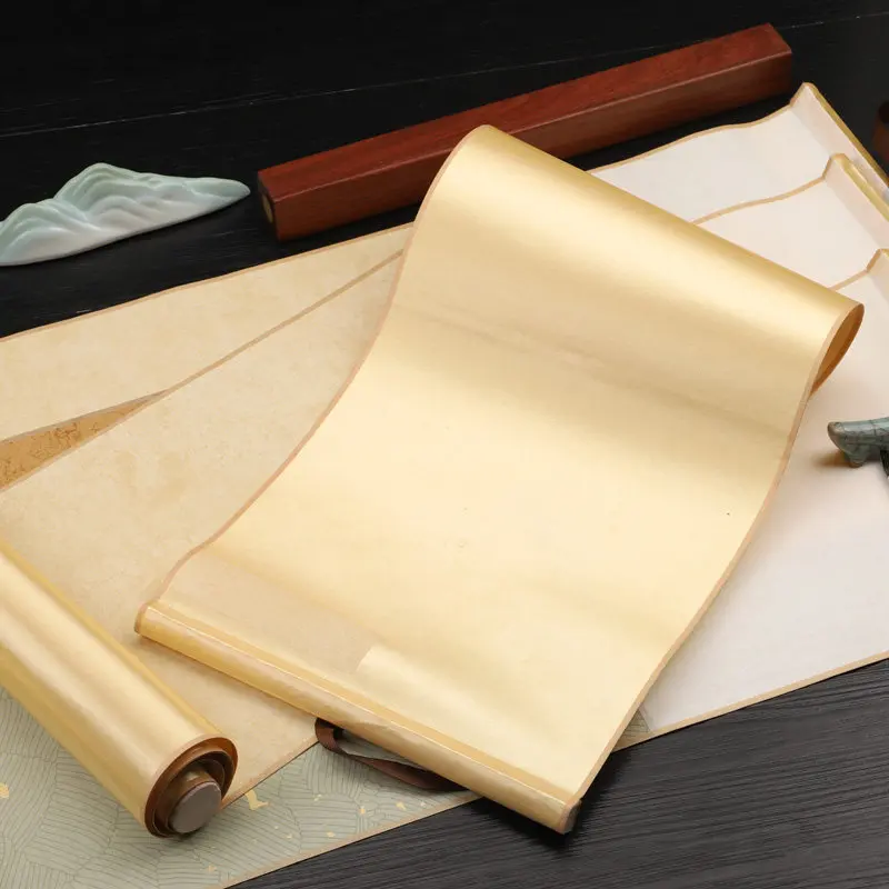 Blank Silk Cloth Wax Print Xuan Paper Scroll Half Raw Half Cooked Rice Paper for Small Regular Script Calligraphy Decoration