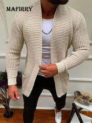 Men Striped Casual Knitting Cardigan Spring Autumn V-Neck Solid Long Sleeve Male Jacket Daily Style Pocket Streetwear Tracksuits