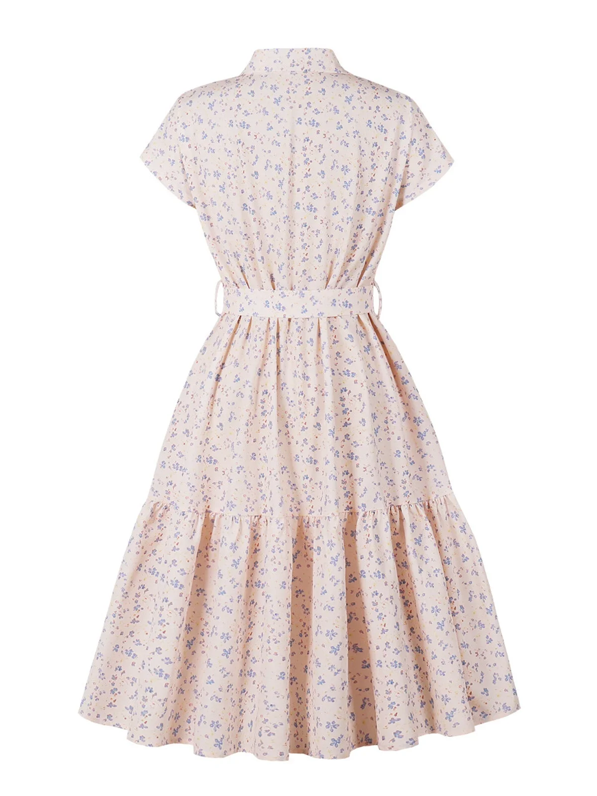 2025 빈티지 싱글 브레스티드 여름 셔츠 드레스 50년대 60년대 턴다운 칼라 플로럴 프린트 캐주얼 여성 벨티드 A라인 롱 드레스