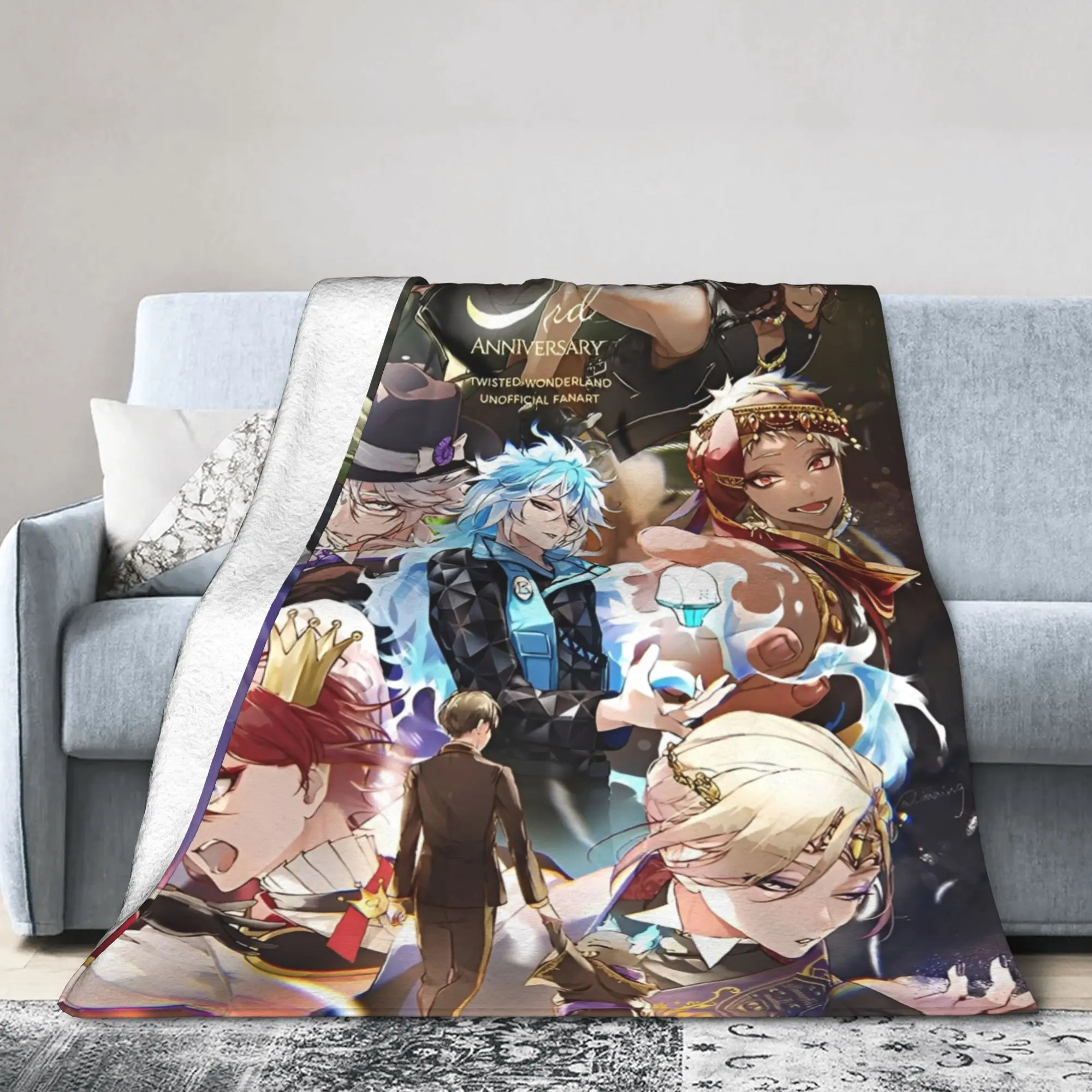 Twisted-Wonderland the Animation Anime Blanket Coral Fleece Plush  Cozy Soft Throw Blanket for Bedroom Bedding Throws