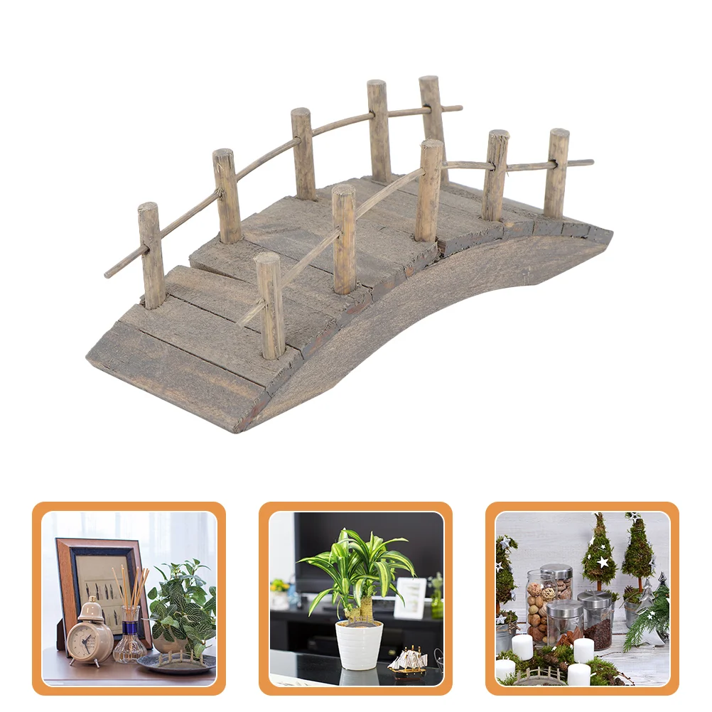 

2 Pcs Mini Wooden Arch Bridge Micro Scene Accessory Model Miniature Garden Ornaments Accessories House