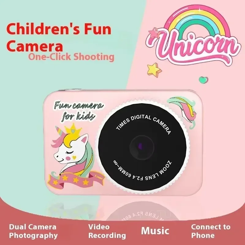 Kids Camera HD Dual Lens Touch Screen Cartoon Digital Camera Mini Camera Birthday Christmas Gifts DSLR Toy for Boys Girls