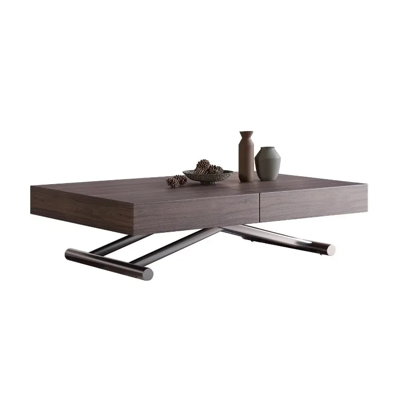 space saving metal dining table Multifunctional rectangular extended dining table raised wooden living room coffee table