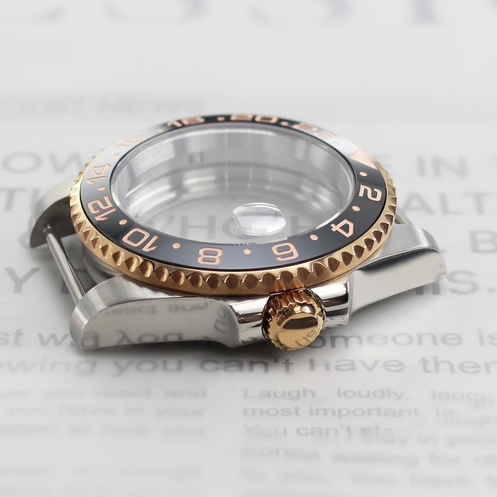 40mm oro rosa argentato cassa dell'orologio NH35 di alta qualità vetro zaffiro per NH35 NH34 NH36 Miyota 8215 ETA 2824 PT5000 GMT SUB Yacht