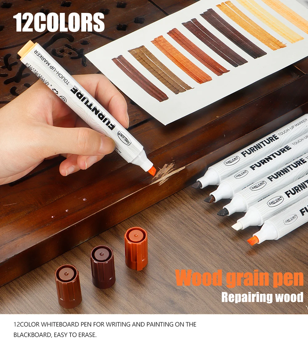 8/12 farben Möbel Ausbesserung Kit Marker Füllstoff Sticks Holz Verbund Korn Farbe Reparatur Stift Kratzer Wiederherstellung Scratch Patc – Detail 1