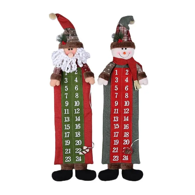 Christmas Countdown Calendar Cloth Half Manual And Half Machine Process Santa Claus Snowman Three-dimensional Figure