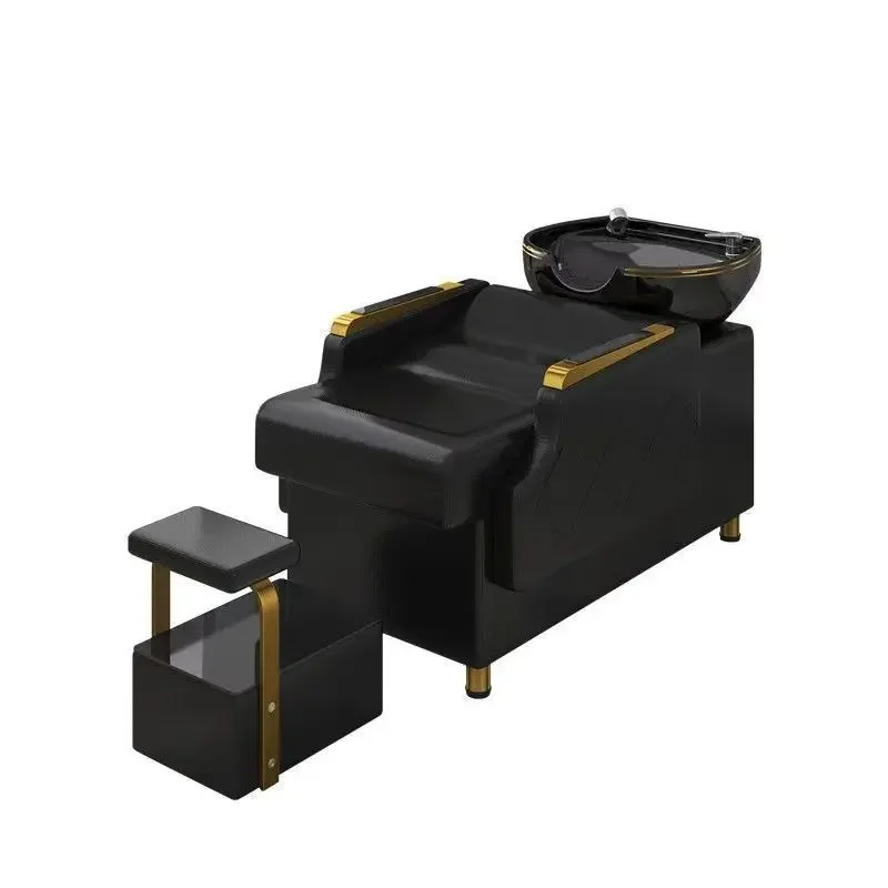 2026 High-End Ceramic Basin Semi-Reclining Hair Washing Bed for Salons Hotels Bathrooms Waterproof Eco-Friendly Features Special