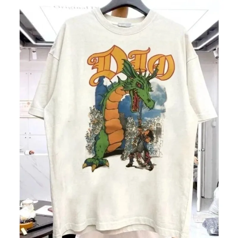 Dio Sacred Heart Tour 1986 Camiseta blanca de manga corta unisex reimpresa