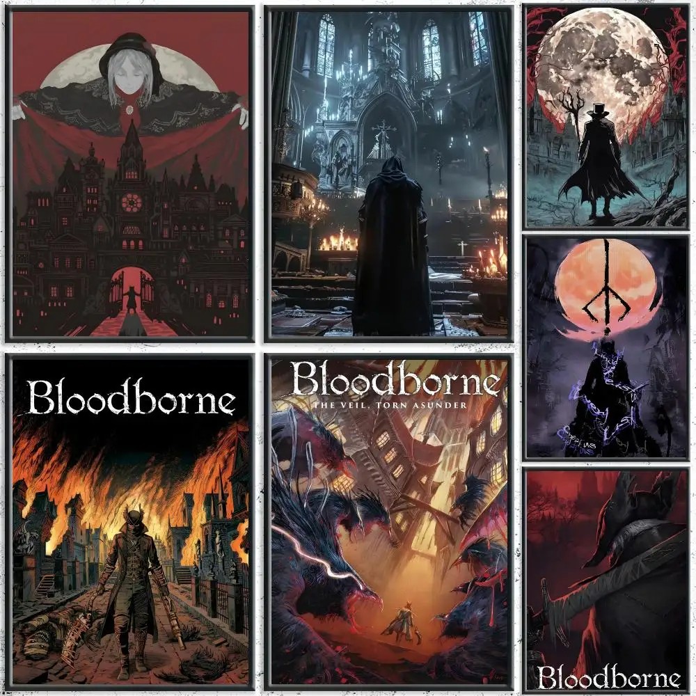 Gothic Game B-BloodborneS Poster HD Self-Adhesive No Residue After Removal Ideal for All Kinds of Wall Decor