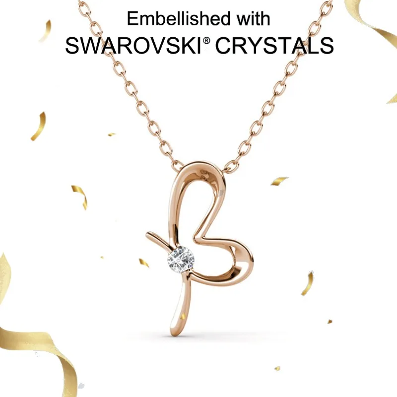 

Daisini 925 Sterling Silver Swarovski Crystals Elegant Butterfly Pendant Necklace Fashionable Clavicle Chain Jewelry for Women