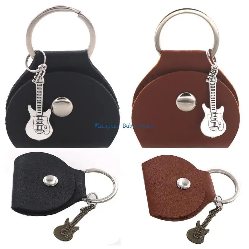 

U90E Guitar Pick Holder Keychain PU Leather Guitar Pick Case Guitar Plectrums Bag Cases Bag Gift for Guitar Player