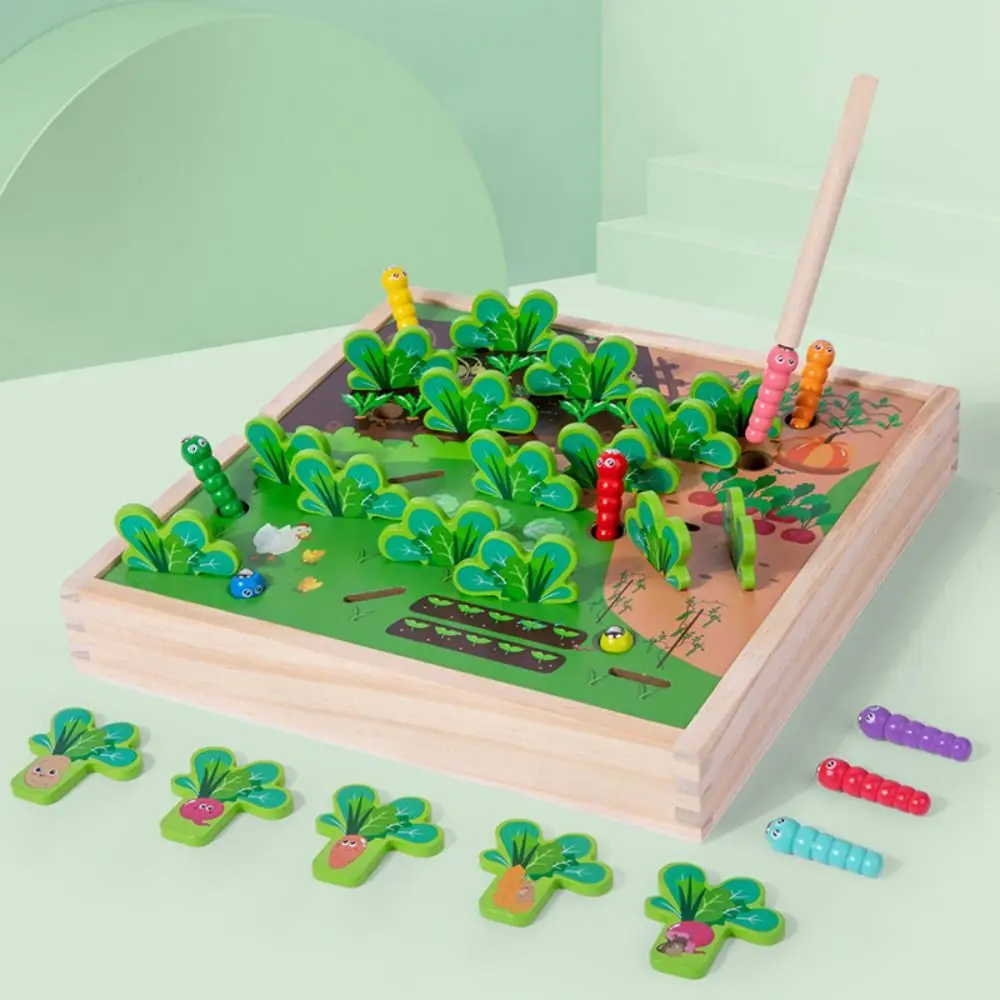 Juego de mesa de rábano de tracción de granja de interacción entre padres e hijos, juego de granja de rábano de iluminación de madera, juguetes creativos Kawaii para tirar de rábano