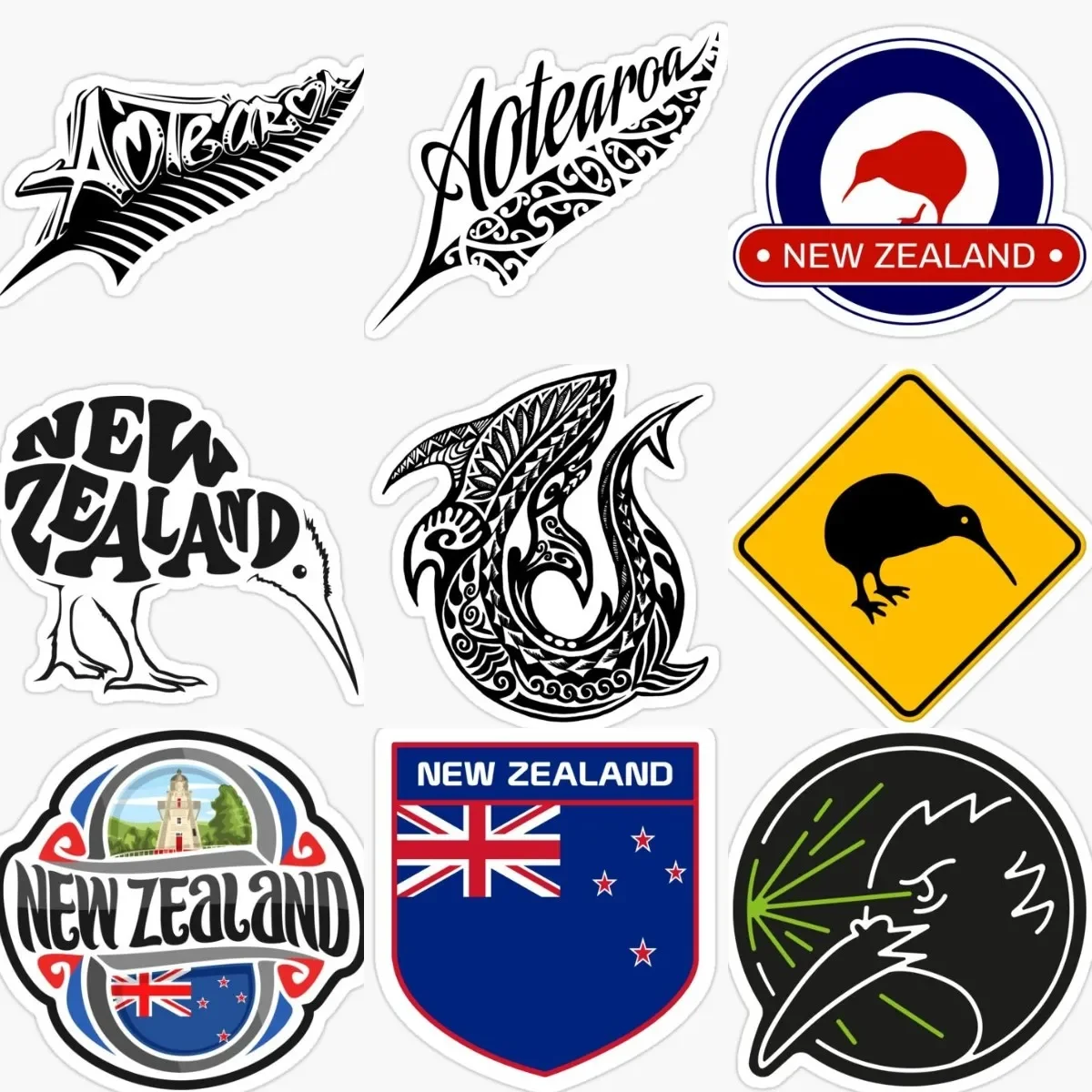 New Zealand Flag Emblem Kiwi Totem Stickers Truck Car Window Motorcycle Helmet Off-road Table PVCDecorative Accessories Decals