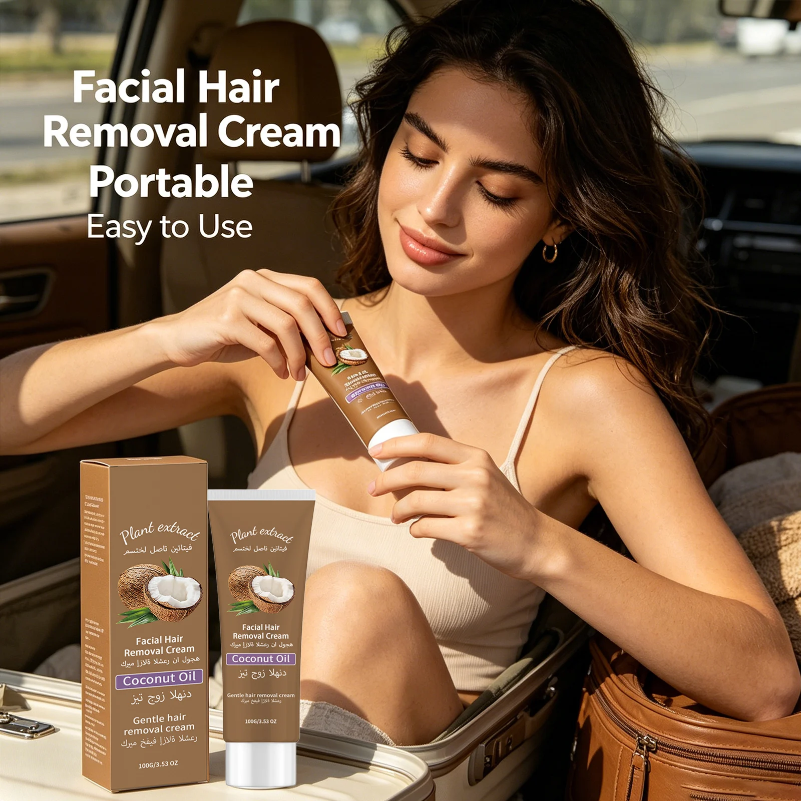 Coconut Oil Facial Hair Removal Cream Nourishing Remove Excess Hair Smooth Skin Improve Skin Texture Painless Quick Hair Remover