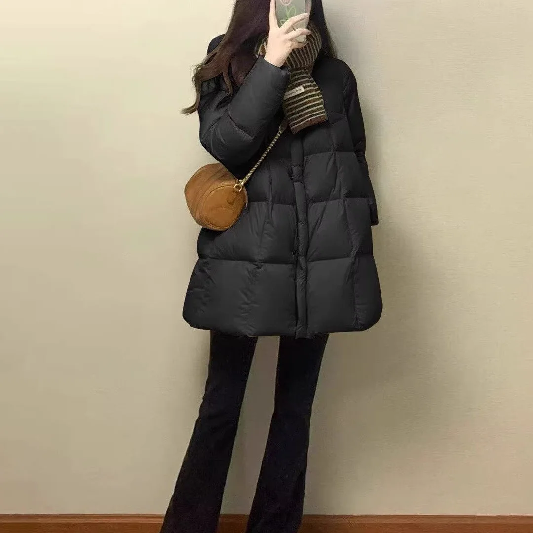 

Black Cotton Jacket For Women, Mid-Length, Winter 2026 New Fashion Versatile Casual Warm High-End Coat Trend