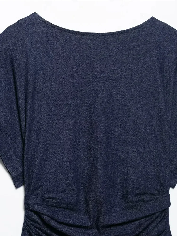 Vestido midi decorativo plissado feminino com zíper decoração para primavera e verão novos vestidos casuais femininos bb38