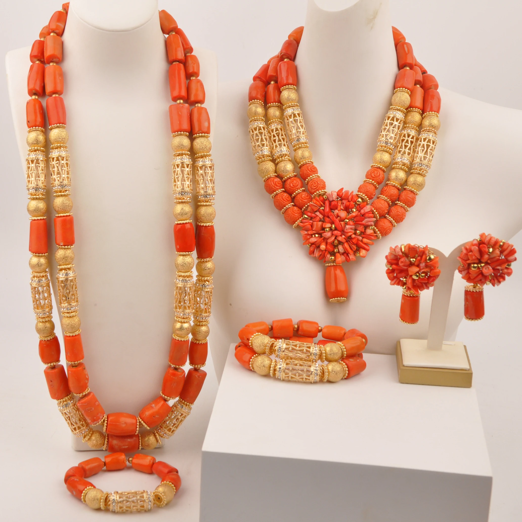 Nigerian Bridal Jewelry Sets Handmade African Beads Wedding Jewelry Necklace Set