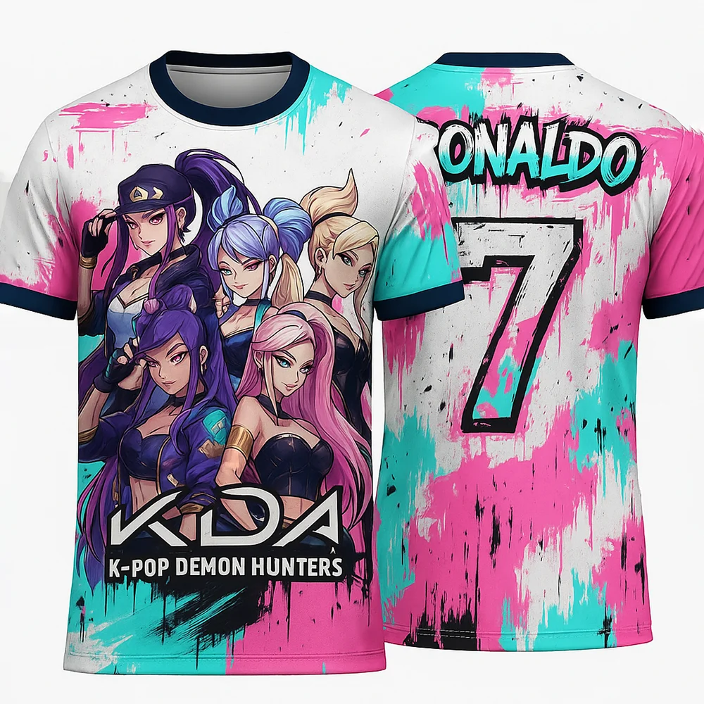 جديد رونالدو ثلاثية الأبعاد مطبوعة الكرتون أنيمي تي شيرت الاطفال الكبار كرة القدم كرة القدم مروحة الطبعة التدريب جيرسي ملابس رياضية مريحة #1