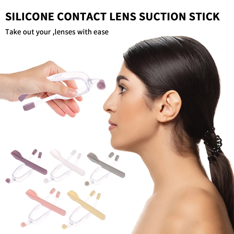 Portable Contact Lens Wearing Aids Stick Tool With Storage Box,Inserter Remove Tweezers Suction Rod, Silicone Soft Clip - Image 4