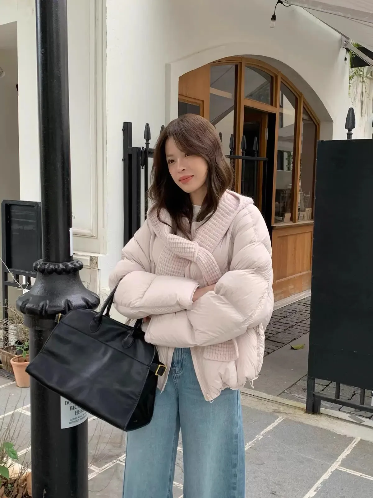 

Корейская вязаная шапка размера плюс, розовая вязаная шапка oulder Wrap, теплое пальто для женщин, хлопок, зимний дизайн, Sense Fre Sle