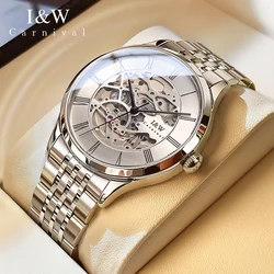 Carnival High-end IW Series Luxury MIYOTA Mechanical Watch for Men Stainless Steel Waterproof Luminous Sapphire Skeleton Watches