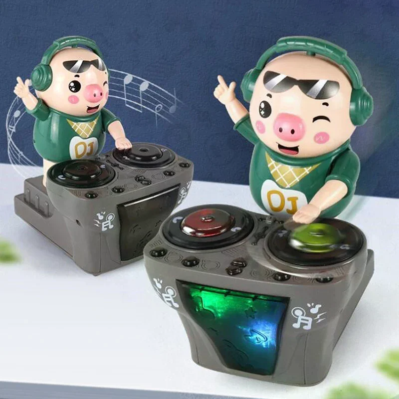 Electronic DJ Rock Piggy Waddles Dances Musical Toy Toddler Light Music Toys Cute Swing Dancing Piggy Toy For Baby Children Gift