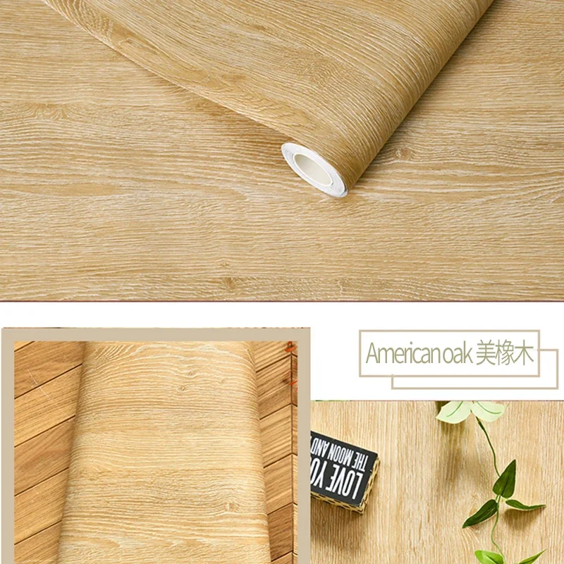 Waterproof Wood Vinyl Wallpaper Self Adhesive wallpapers Doors Cabinet Desktop Modern Furniture Decorative wall Paper