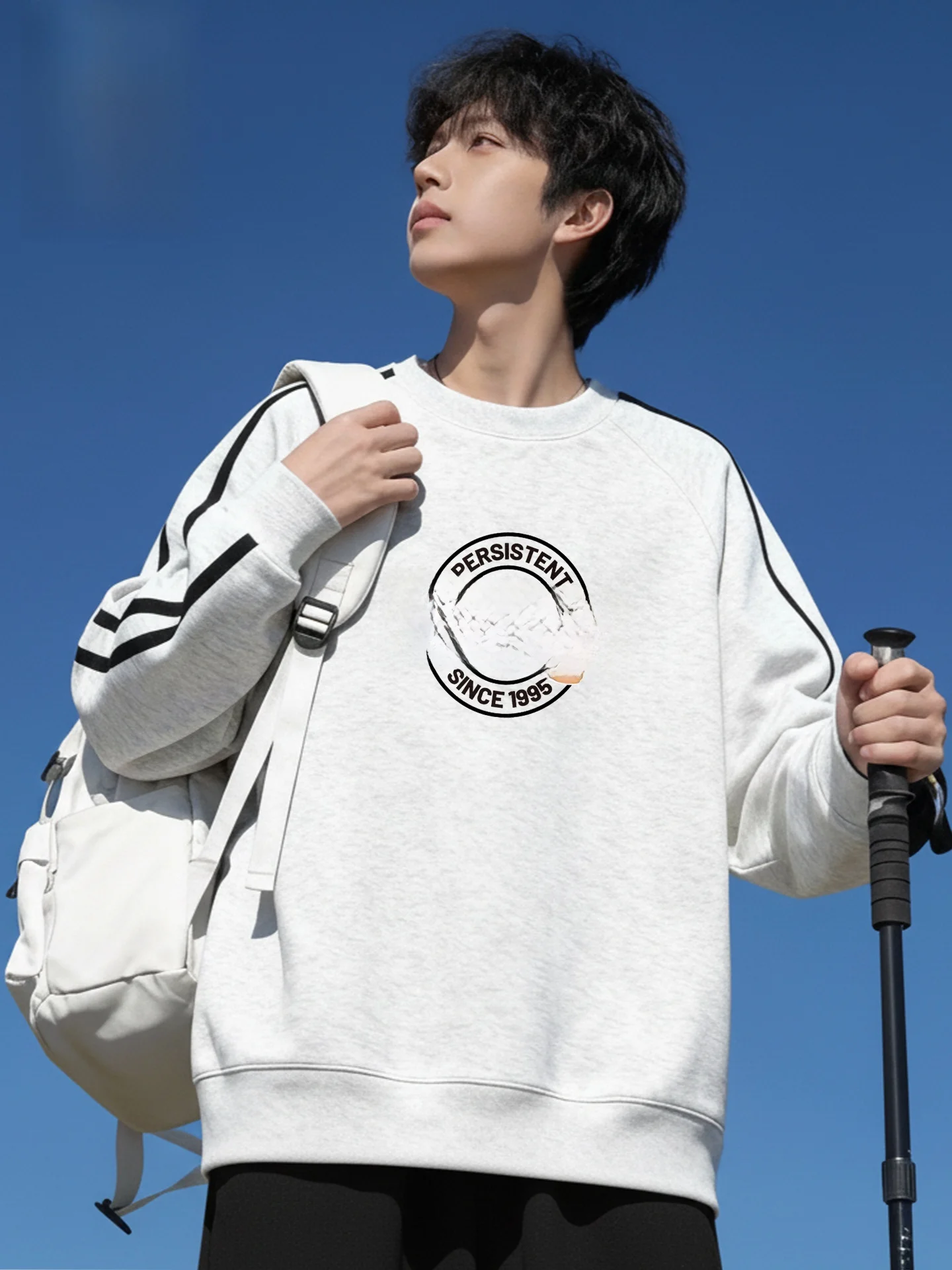 

Мужская толстовка свободного кроя в американском спортивном стиле для весны и осени, повседневная, модная, городская, из смесового хлопка и полиэстера